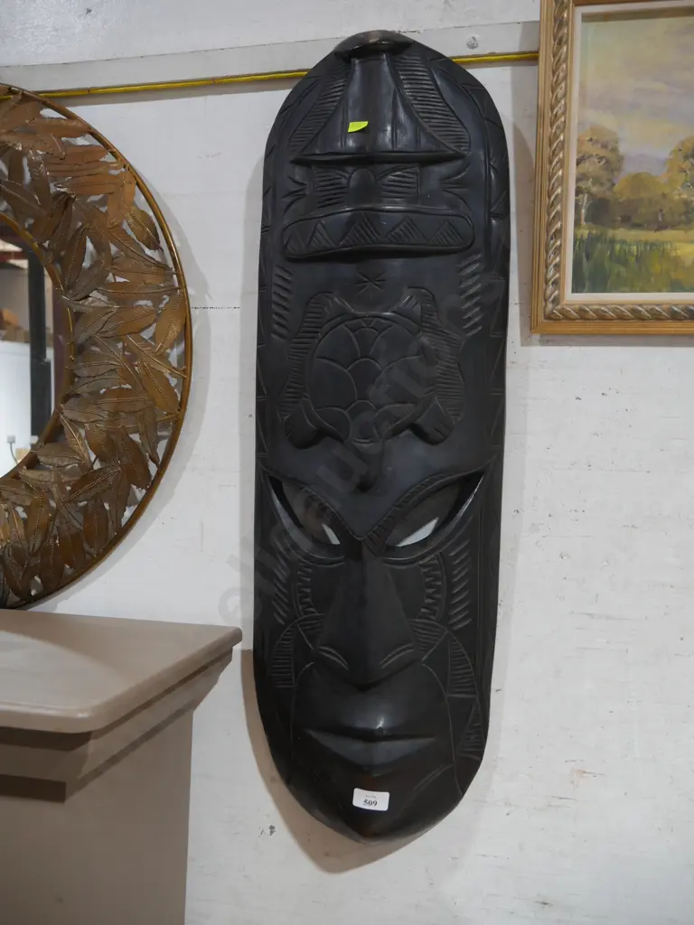 Carved wooden wall mask Image 1++