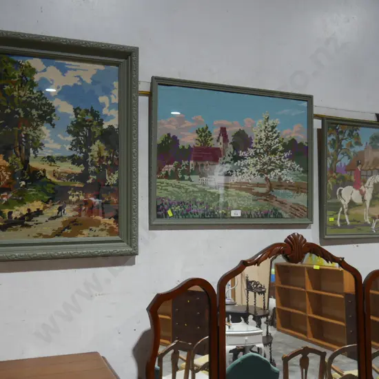 3 needlepoint artworks