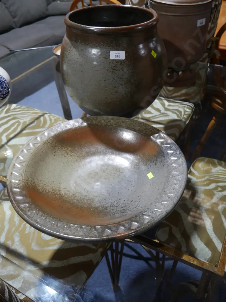 Large pottery plate and vase by Paul laird Image 1++