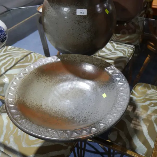 Large pottery plate and vase by Paul laird