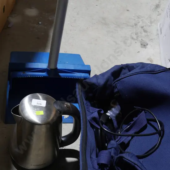 Dustpan, kettle, bag