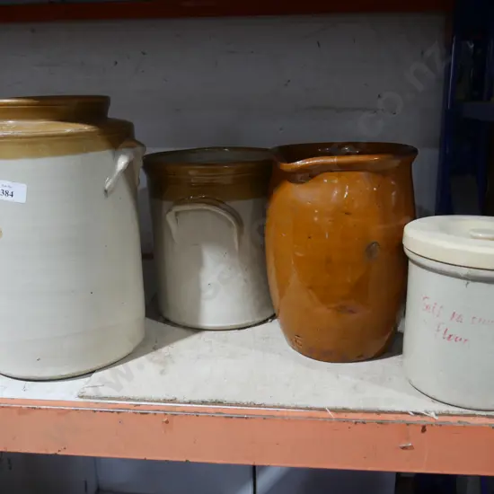 Pottery crocks etc