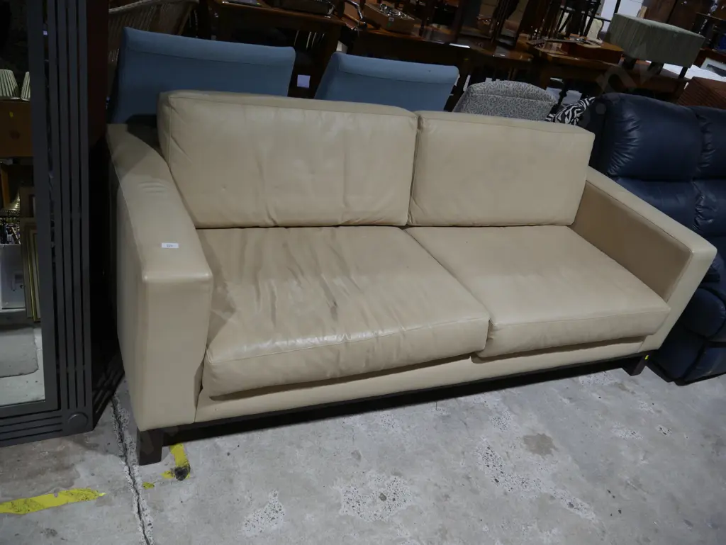leather three seater sofa Image 1++