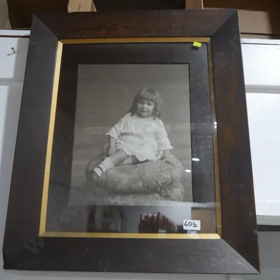 Oak framed vintage picture of a child