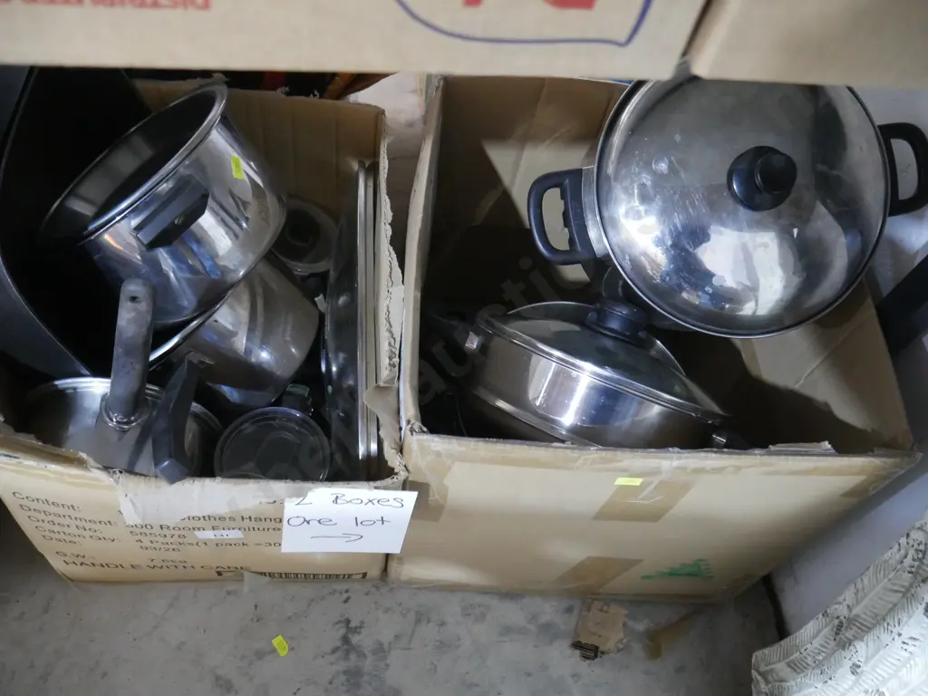 2 boxes of cooking pots etc Image 1++