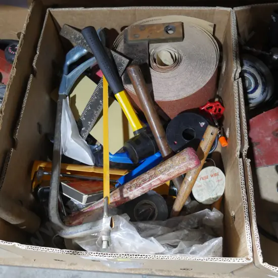 Sandpaper, hammers etc