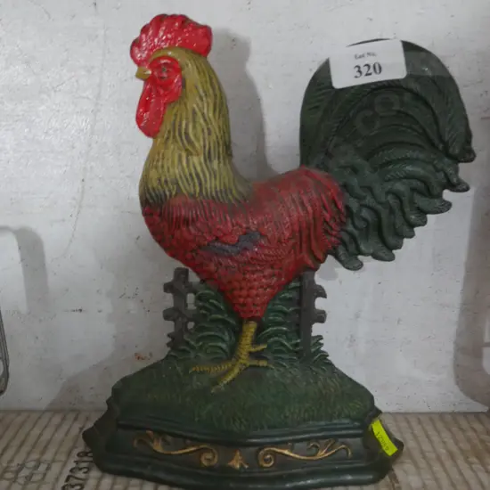 Cast rooster door stop