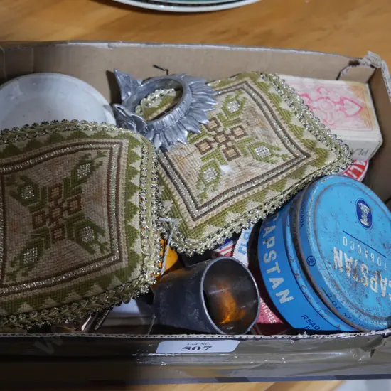 Tobacco tin, sundries