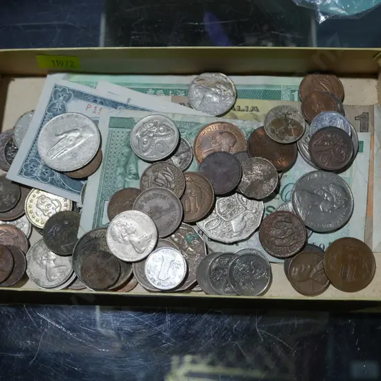 Assorted coins and notes
