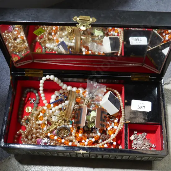 Assorted jewellery and box