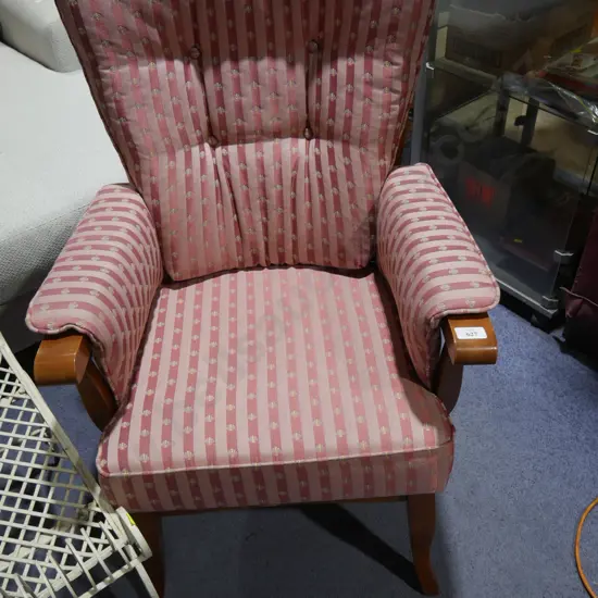 Pink striped armchair