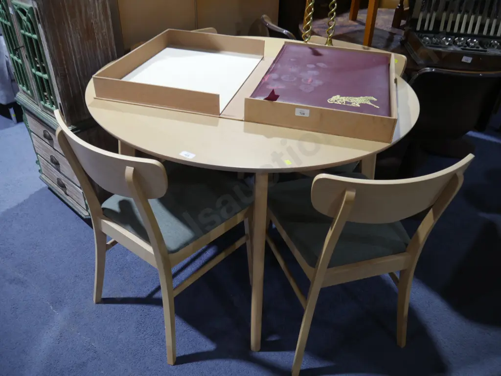 Round modern dining table and four chairs Image 1++