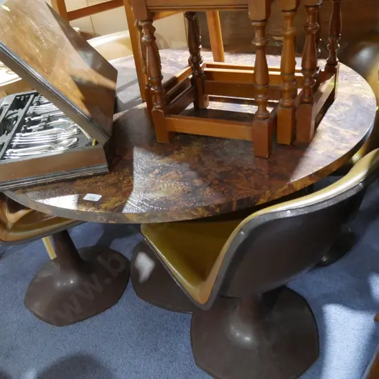 Retro round dining table and four chairs