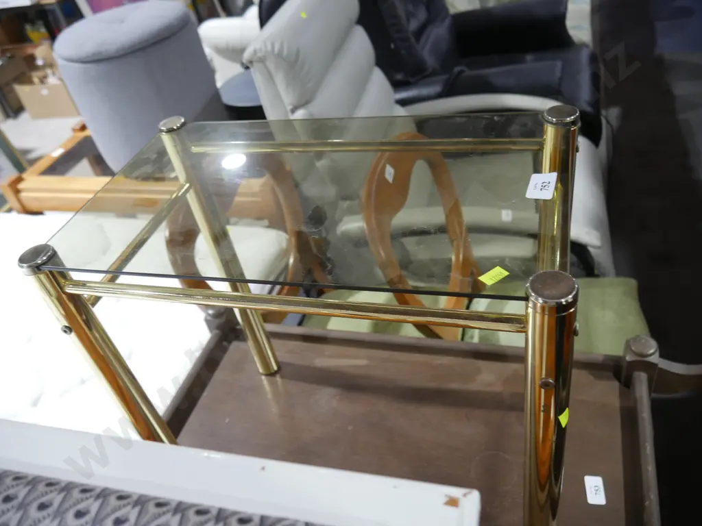 Brass glass top side table Image 1++