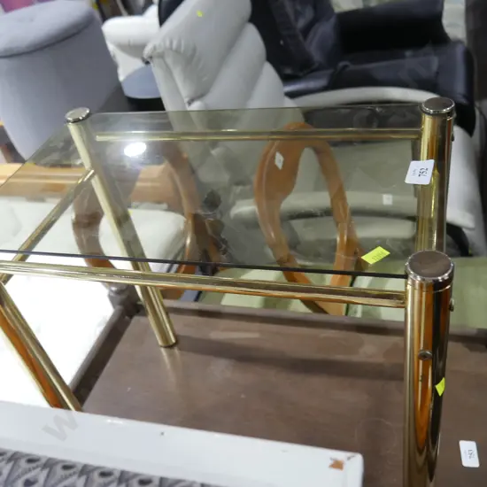 Brass glass top side table