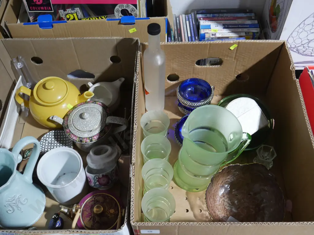 2 boxes glassware, teapots etc Image 1++