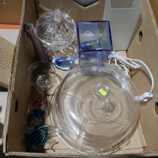 Glass vases, paperweights etc