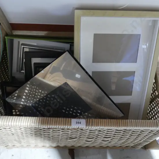 Cane basket, picture frames