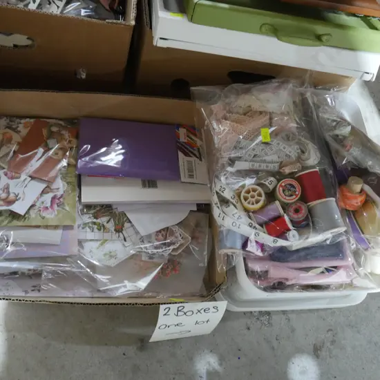 2 boxes sewing and craft items