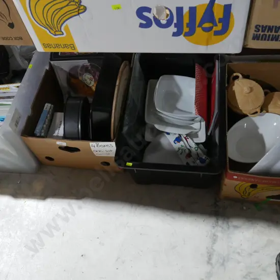 4 boxes of kitchenware etc