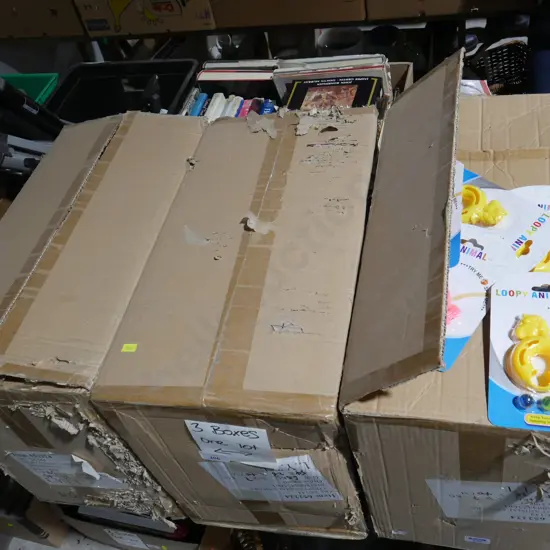 Three boxes of new loopy animal toys