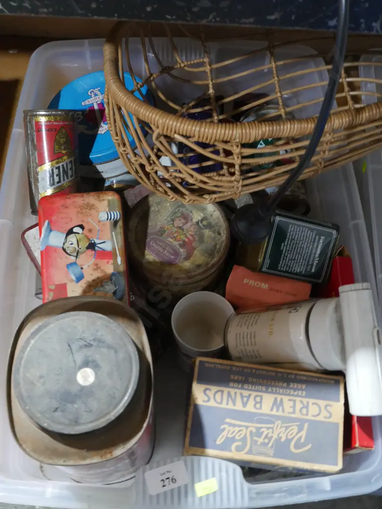 Two boxes of tins, bottles etc Image 1++