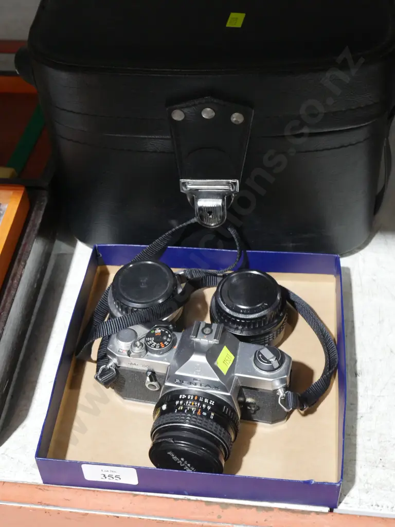 Pentax camera, lenses and bag Image 1++