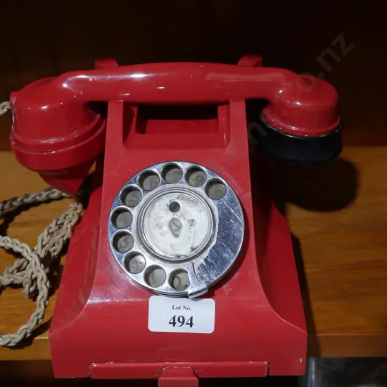 Red dial telephone