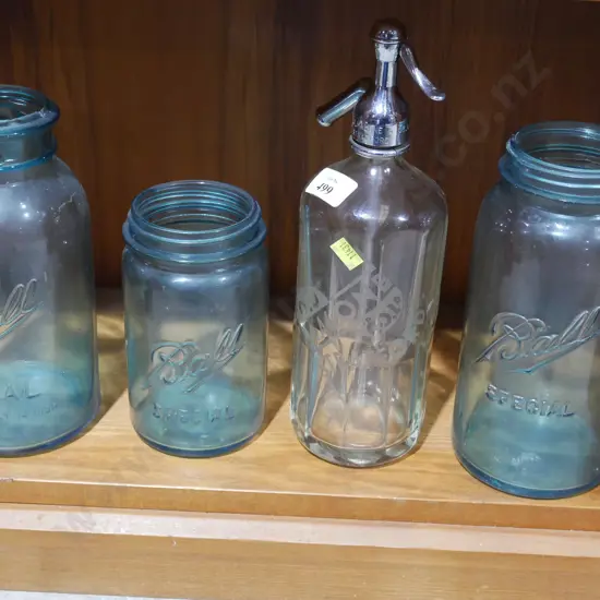 3 jars and Malone Stratford soda syphon