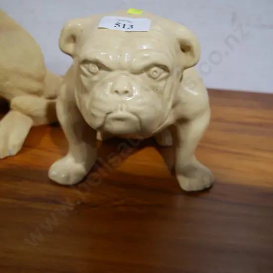 Temuka pottery bulldog lamp base - faulty