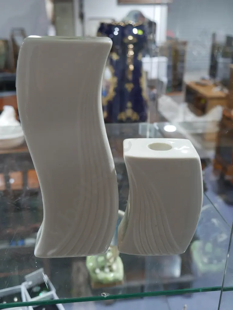 2 Belleek candle holders Image 1++