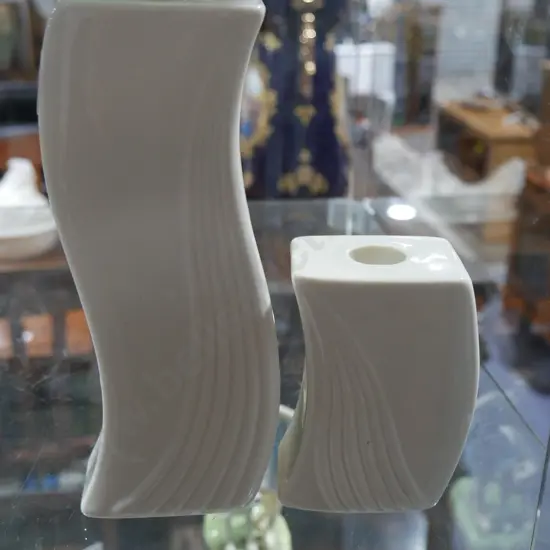 2 Belleek candle holders