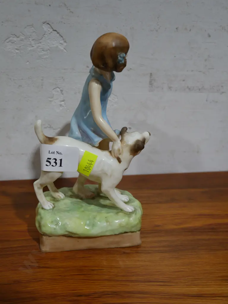 Royal Worcester child and dog ornament Image 1++