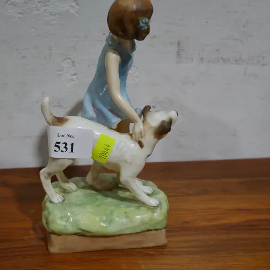 Royal Worcester child and dog ornament