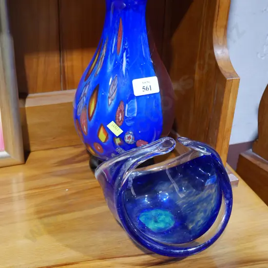 Art glass vase and bowl