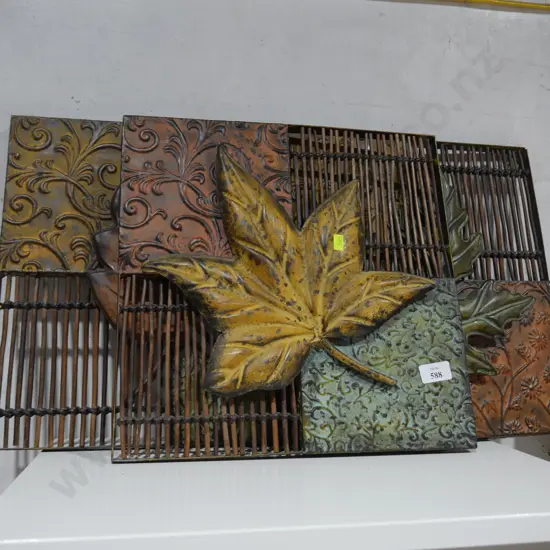 3 metal leaf artworks