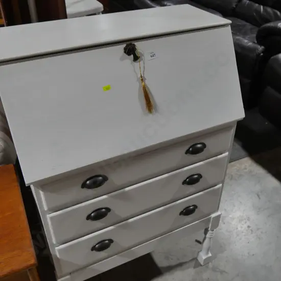 White drop front desk