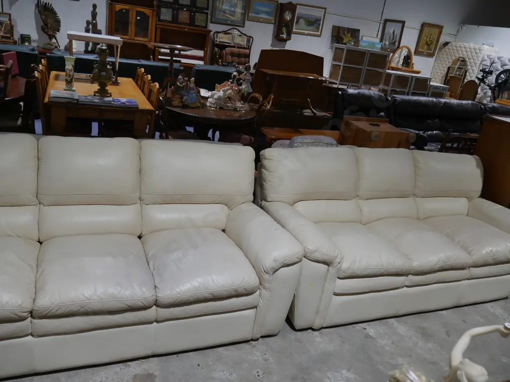 2 x 3 seater leather settees Image 1++