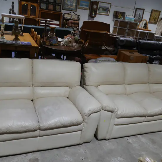 2 x 3 seater leather settees