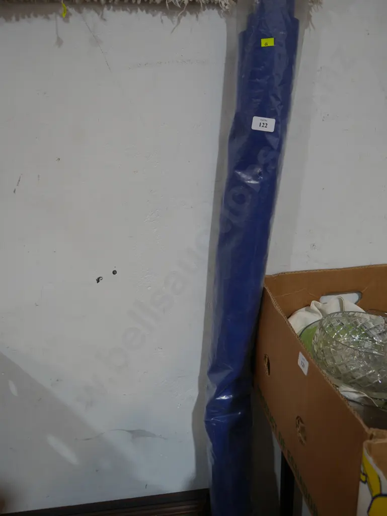 Roll blue sheer Organza fabric, 9m x 3m approx Image 1++