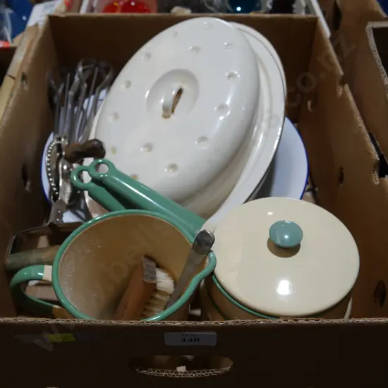 Enamel jug etc