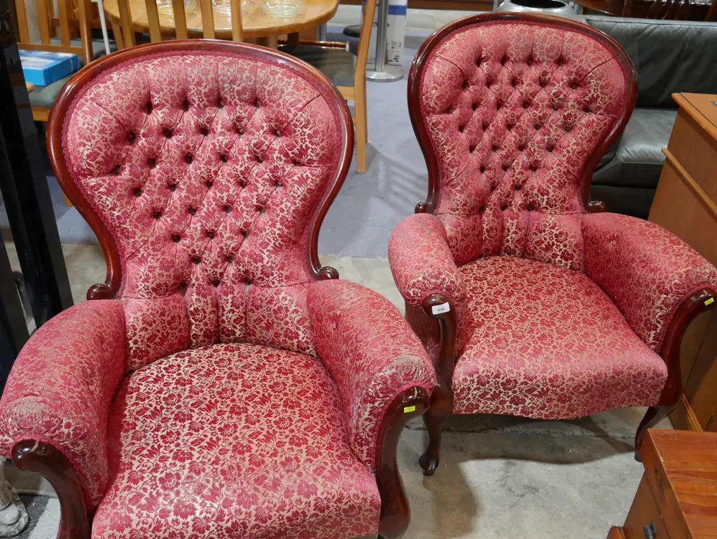 Pair of Victorian grandfather chairs Image 1++