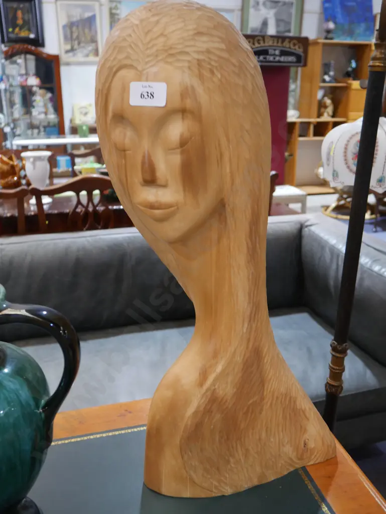 Wooden female head Image 1++