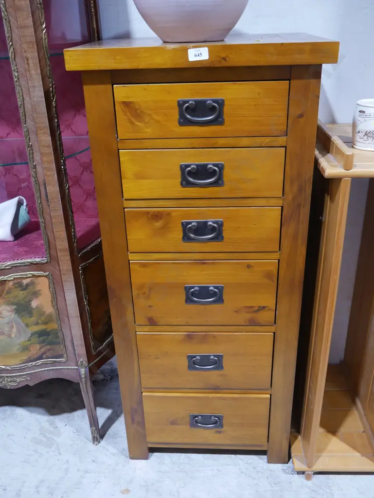 Modern pine narrow set of drawers Image 1++