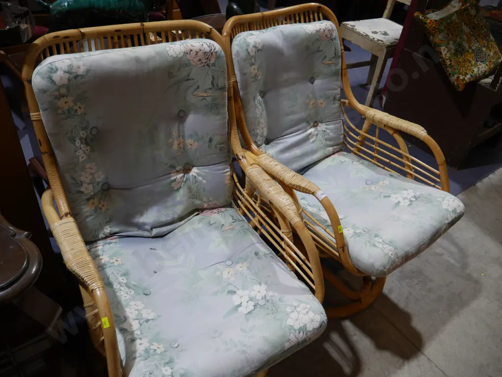 Pair cane chairs Image 1++