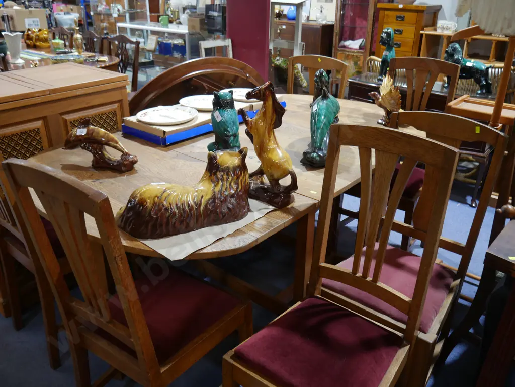 Oak dining table & 6 chairs Image 1++