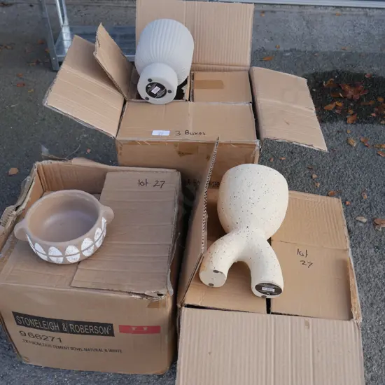 3 boxes of plant pots