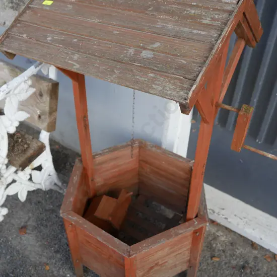 Mini wooden wishing well