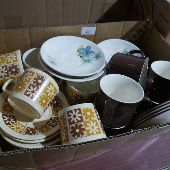 Box of Crown Lynn china