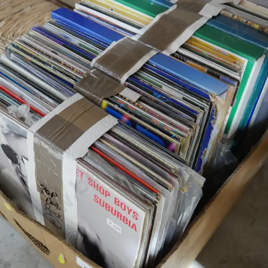 Box of LP records
